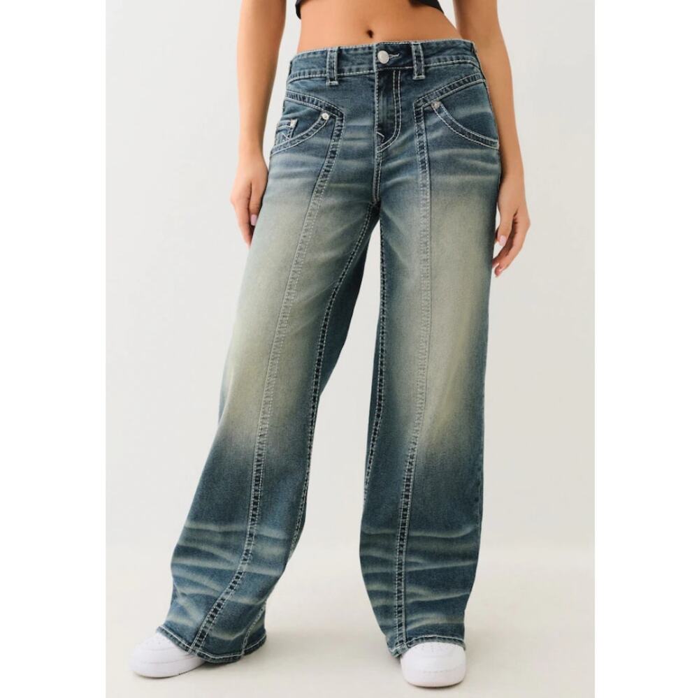 True Religion Women's Emerald Fade Bobbi Baggy Big T Jeans Size 32